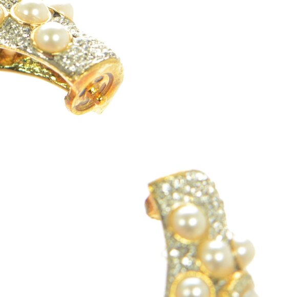 Vintage Kenneth Jay Lane KJL  Crystal Cabochon Pearl Bracelet - Picture 6 of 8